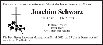 Traueranzeige von Joachim Schwarz von Echo-Zeitungen (Gesamtausgabe)