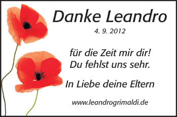 Traueranzeige von Leandro Grimaldi von Echo-Zeitungen (Gesamtausgabe)