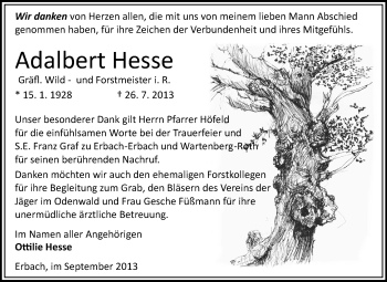 Traueranzeige von Adalbert Hesse von Odenwälder Echo