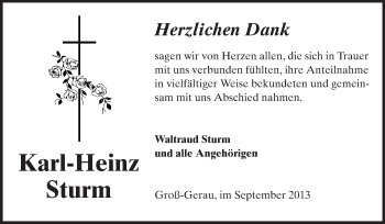 Traueranzeige von Karl-Heinz Sturm von Rüsselsheimer Echo, Groß-Gerauer-Echo, Ried Echo