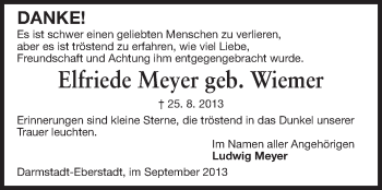 Traueranzeige von Elfriede Meyer von Echo-Zeitungen (Gesamtausgabe)