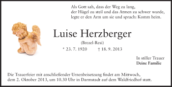 Traueranzeige von Luise Herzberger von Echo-Zeitungen (Gesamtausgabe)