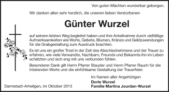 Traueranzeige von Günter Wurzel von Echo-Zeitungen (Gesamtausgabe)