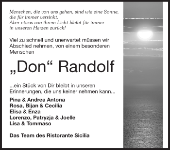 Traueranzeige von Don Randolf von Echo-Zeitungen (Gesamtausgabe)