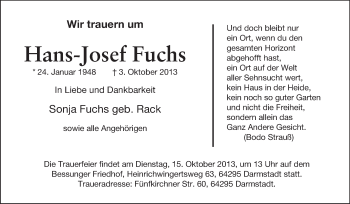 Traueranzeige von Hans-Josef Fuchs von Echo-Zeitungen (Gesamtausgabe)