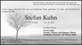 Traueranzeige von Stefan Kuhn von Echo-Zeitungen (Gesamtausgabe)