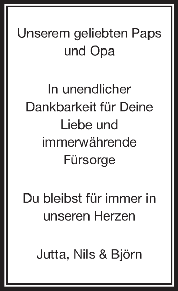 Traueranzeige von Rudolf Hillgärtner von Echo-Zeitungen (Gesamtausgabe)