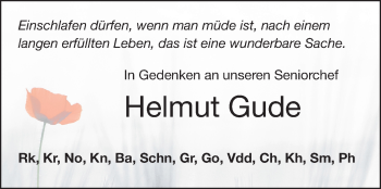 Traueranzeige von Helmut Gude von Echo-Zeitungen (Gesamtausgabe)
