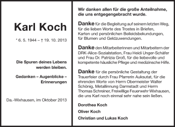 Traueranzeige von Karl Koch von Echo-Zeitungen (Gesamtausgabe)