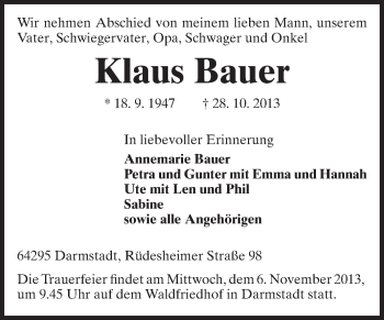 Traueranzeige von Klaus Bender von Echo-Zeitungen (Gesamtausgabe)