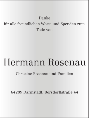 Traueranzeige von Hermann Rosenau von Echo-Zeitungen (Gesamtausgabe)