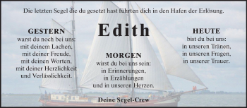 Traueranzeige von Edith Becker von Rüsselsheimer Echo, Groß-Gerauer-Echo, Ried Echo