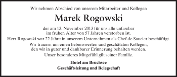 Traueranzeige von Marek Rogowski von Starkenburger Echo, Bergsträßer Anzeiger