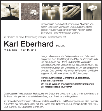 Traueranzeige von Karl Eberhard von Echo-Zeitungen (Gesamtausgabe)