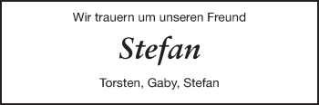 Traueranzeige von Stefan  von Echo-Zeitungen (Gesamtausgabe)