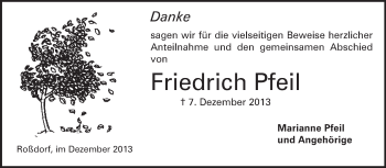 Traueranzeige von Friedrich Pfeil von Echo-Zeitungen (Gesamtausgabe)