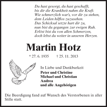 Traueranzeige von Martin Hotz von Starkenburger Echo