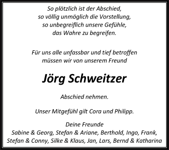 Traueranzeige von Jörg Schweitzer von Echo-Zeitungen (Gesamtausgabe)