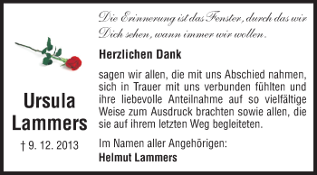 Traueranzeige von Ursula Lammers von Echo-Zeitungen (Gesamtausgabe)