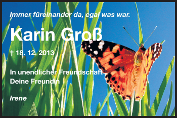 Traueranzeige von Karin Gross von Rüsselsheimer Echo, Groß-Gerauer-Echo, Ried Echo