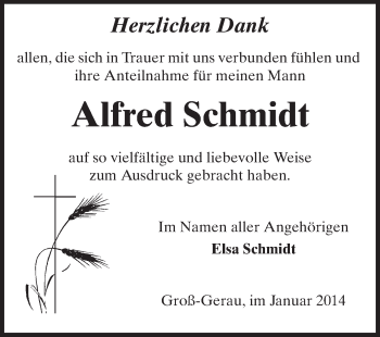 Traueranzeige von Alfred Schmidt von Rüsselsheimer Echo, Groß-Gerauer-Echo, Ried Echo