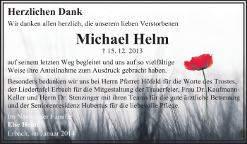 Traueranzeige von Michael Helm von Odenwälder Echo
