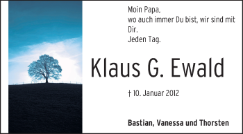 Traueranzeige von Klaus Ewald von Echo-Zeitungen (Gesamtausgabe)