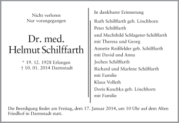 Traueranzeige von Helmut Schilffarth von Echo-Zeitungen (Gesamtausgabe)