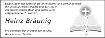 Traueranzeige von Heinz Bräunig von Odenwälder Echo