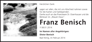 Traueranzeige von Franz Benisch von Odenwälder Echo