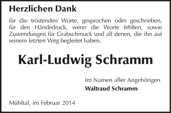 Traueranzeige von Karl-Ludwig Schramm von Echo-Zeitungen (Gesamtausgabe)