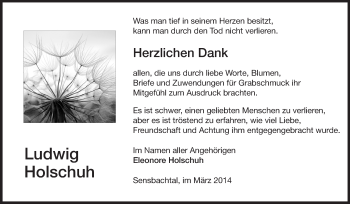 Traueranzeige von Ludwig Holschuh von Odenwälder Echo