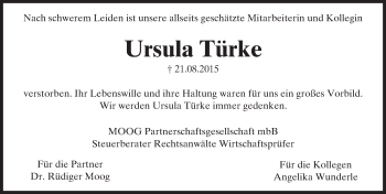Traueranzeige von Ursula Türke von trauer.echo-online.de