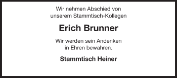 Traueranzeige von Erich Brunner von Echo-Zeitungen (Gesamtausgabe)