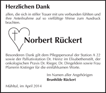 Traueranzeige von Norbert Rückert von Echo-Zeitungen (Gesamtausgabe)