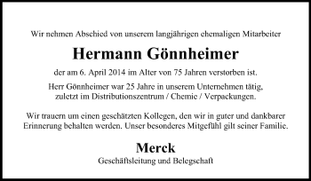 Traueranzeige von Hermann Gönnheimer von Echo-Zeitungen (Gesamtausgabe)