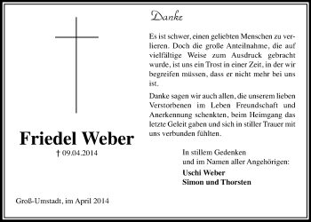 Traueranzeige von Friedel Weber von Echo-Zeitungen (Gesamtausgabe)