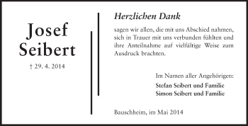 Traueranzeige von Josef Seibert von Rüsselsheimer Echo, Groß-Gerauer-Echo, Ried Echo