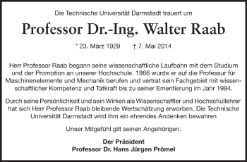Traueranzeige von Walter Raab von Echo-Zeitungen (Gesamtausgabe)