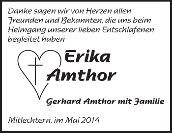 Traueranzeige von Erika Amthor von Starkenburger Echo
