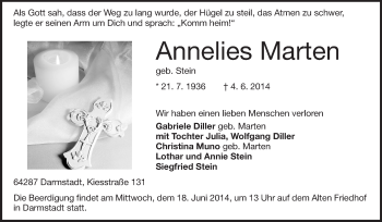 Traueranzeige von Annelies Marten von Echo-Zeitungen (Gesamtausgabe)