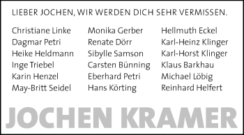 Traueranzeige von Jochen Kramer von Starkenburger Echo