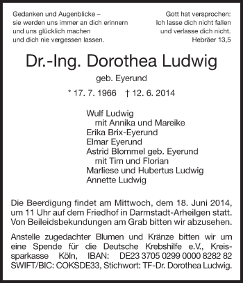 Traueranzeige von Dorothea Ludwig von Echo-Zeitungen (Gesamtausgabe)