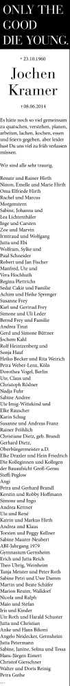 Traueranzeige von Jochen Kramer von Echo-Zeitungen (Gesamtausgabe)