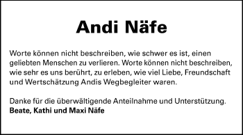Traueranzeige von Andi Näfe von Echo-Zeitungen (Gesamtausgabe)