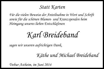 Traueranzeige von Karr Breideband von Rüsselsheimer Echo, Groß-Gerauer-Echo, Ried Echo