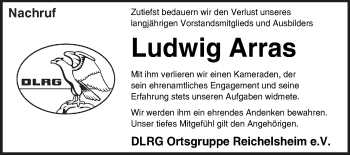 Traueranzeige von Ludwig Arras von Odenwälder Echo