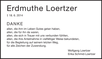 Traueranzeige von Erdmuthe Loertzer von Echo-Zeitungen (Gesamtausgabe)