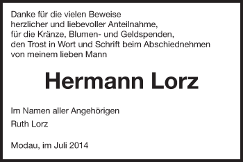 Traueranzeige von Hermann Lorz von Echo-Zeitungen (Gesamtausgabe)