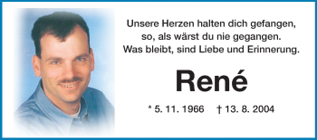 Traueranzeige von René - von Echo-Zeitungen (Gesamtausgabe)